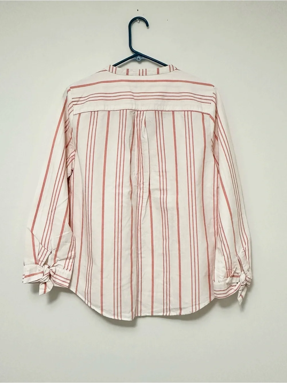 NEW J. Crew Cream Shirt with Coral Stripes 100% Cotton Thick Quality Fabric MED